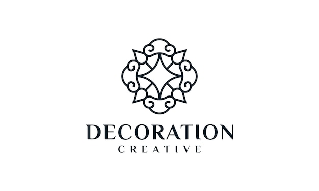 Vecteur logo d'ornement de décoration de luxe élégant contour