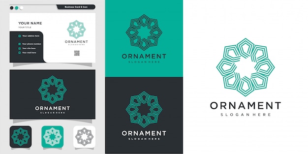 Logo D'ornement Avec Style D'art En Ligne Et Conception De Cartes De Visite, Luxe, Abstrait, Beauté, Icône Premium