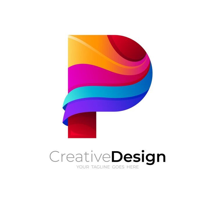 Vecteur logo p avec modèle de conception simple, icônes colorées 3d