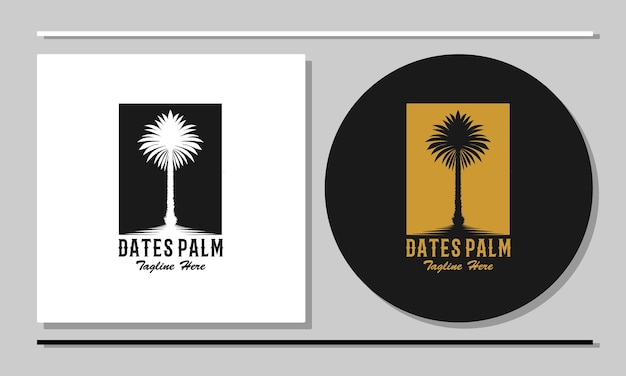 Vecteur logo palmier dattier avec cadre carré noir