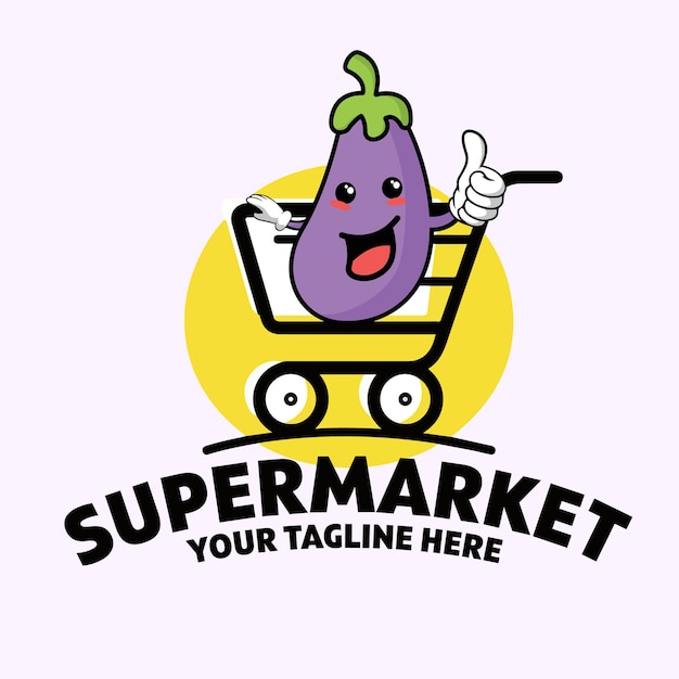 Vecteur logo de panier de légumes de supermarché