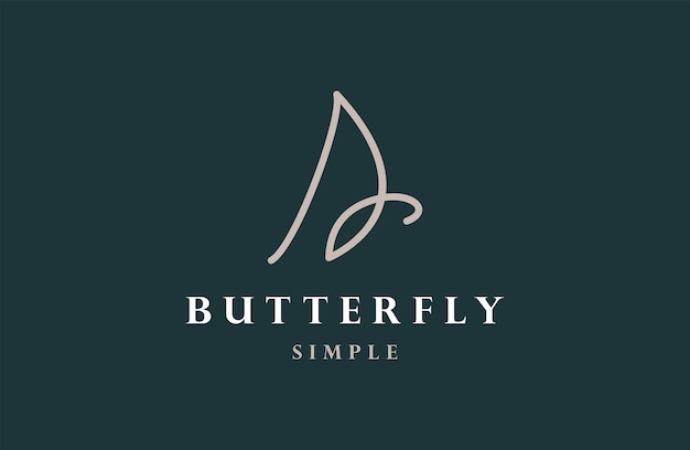 Logo de papillon de beauté. Cercle de papillon d'or avec une simple icône d'art en ligne minimaliste