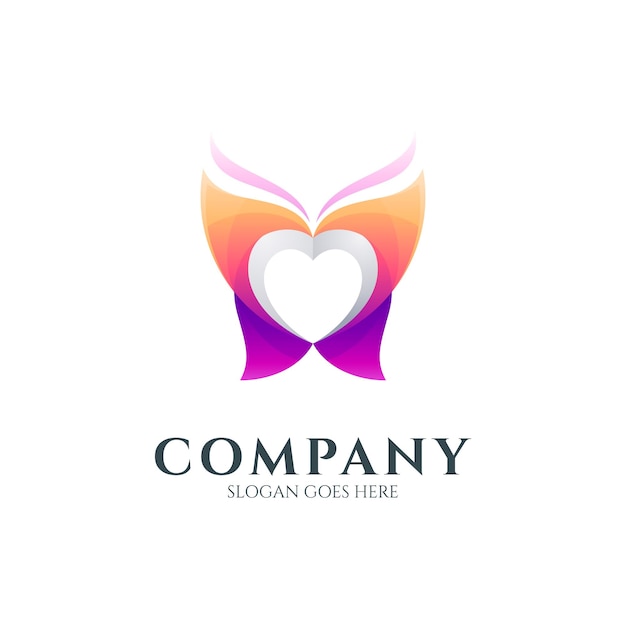 Logo Papillon En Forme De Coeur