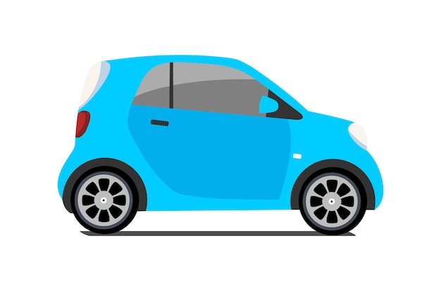 Logo De Partage De Voiture, Micro Voiture Bleue De Ville De Vecteur. Icône De Dessin Animé De Véhicule Eco Isolé Sur Fond Blanc. Illustration Vectorielle De Dessin Animé Avec Transport écologique Urbain. Illustration De Voiture Intelligente Vecteur Mignon.