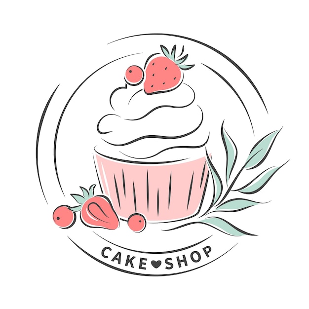 Vecteur logo de la pâtisserie cupcake et baies