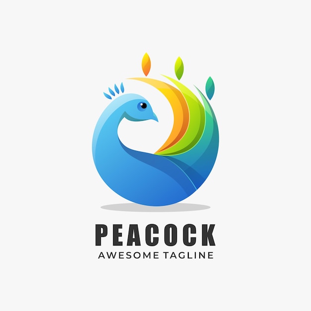 Logo Peacock Gradient Style Coloré.