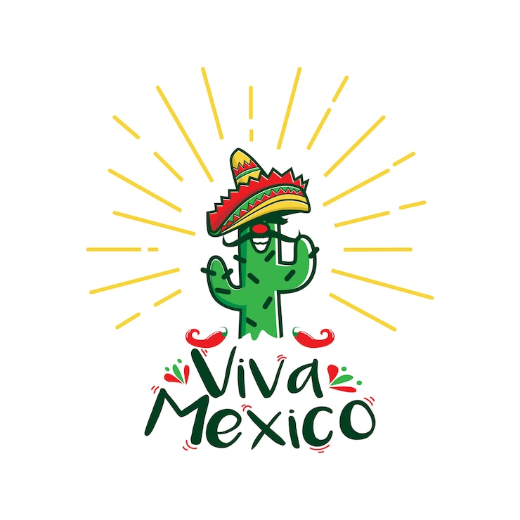 Vecteur logo de personnage de dessin animé viva mexico