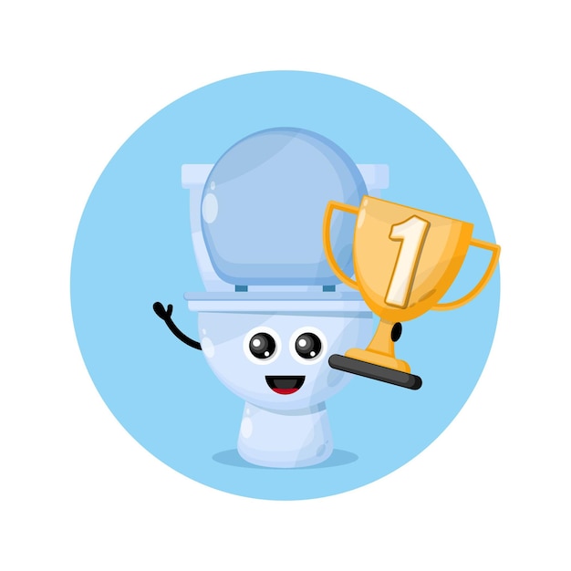 Logo De Personnage De Mascotte De Coupe Des Champions De Toilettes