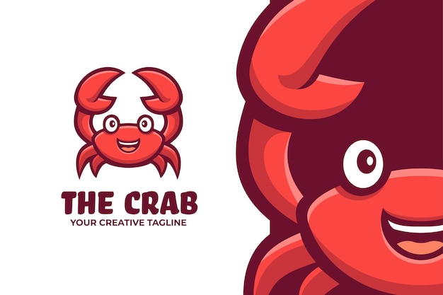 Logo De Personnage De Mascotte De Fruits De Mer De Crabe