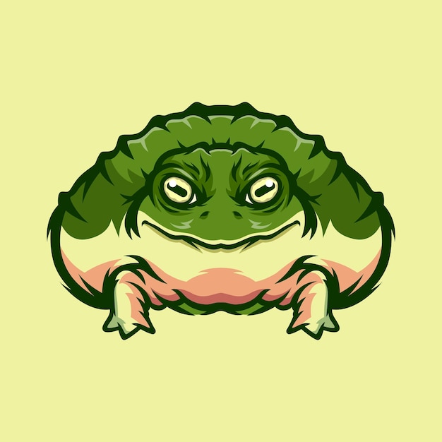 Vecteur logo de personnage ou de mascotte de grenouille taureau