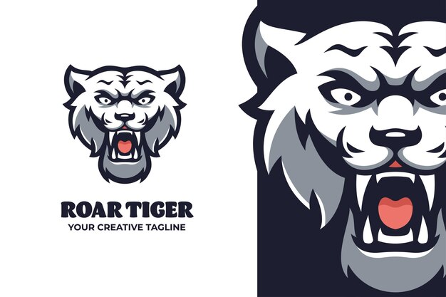 Logo De Personnage Mascotte Tigre Blanc Sauvage