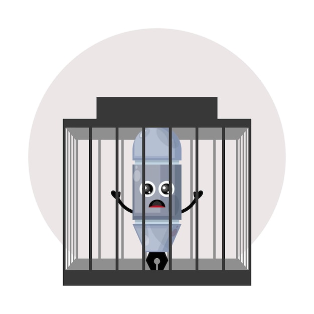 Logo De Personnage Mignon De Stylo De Prison