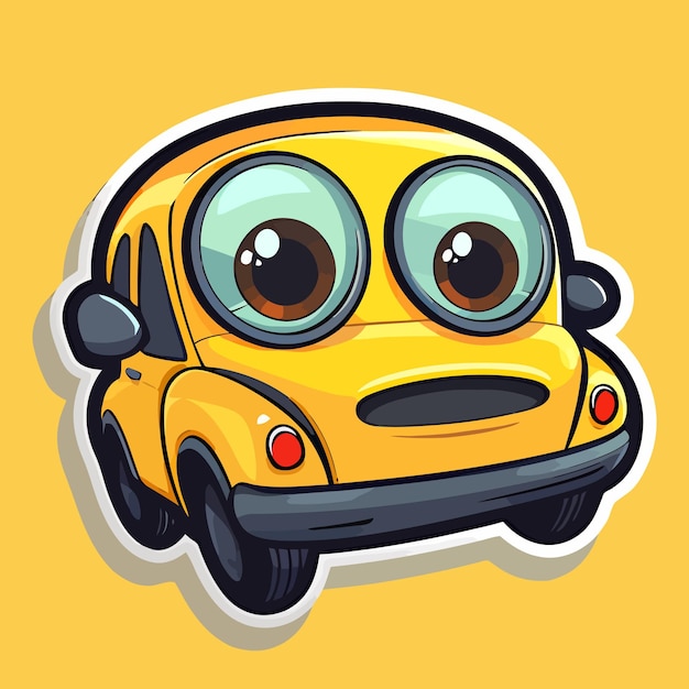 Logo De Personnage De Voiture Heureuse Mignonne Voiture Drôle Avec Les Yeux Et Le Sourire