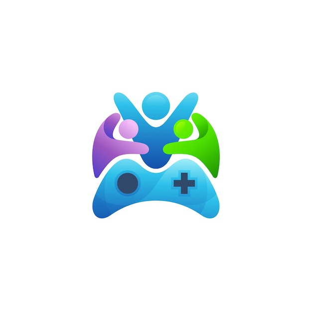 Vecteur logo de personnes et modèle d'icône de jeu design coloré
