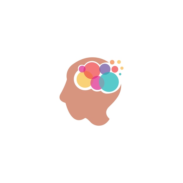 Logo de personnes de tête avec un design coloré de cerveau