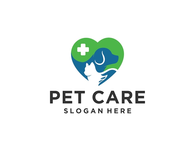 Vecteur le logo de pet care design a été créé à l'aide de l'application corel draw avec un fond blanc