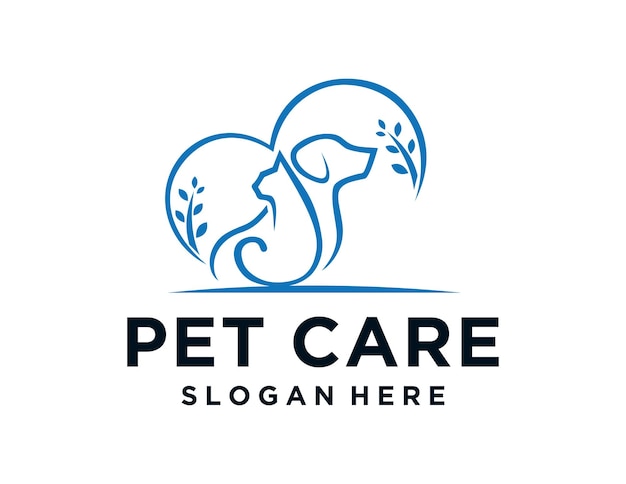 Vecteur le logo de pet care design a été créé à l'aide de l'application corel draw avec un fond blanc