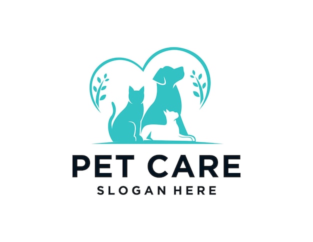 Vecteur le logo de pet care design a été créé à l'aide de l'application corel draw avec un fond blanc