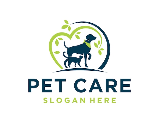 Vecteur le logo de pet care design a été créé à l'aide de l'application corel draw avec un fond blanc