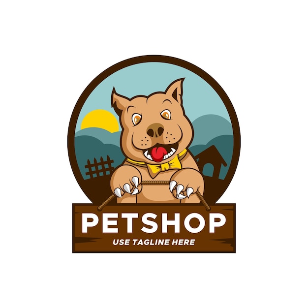 Vecteur logo petshop pitbull chien premium vecteur