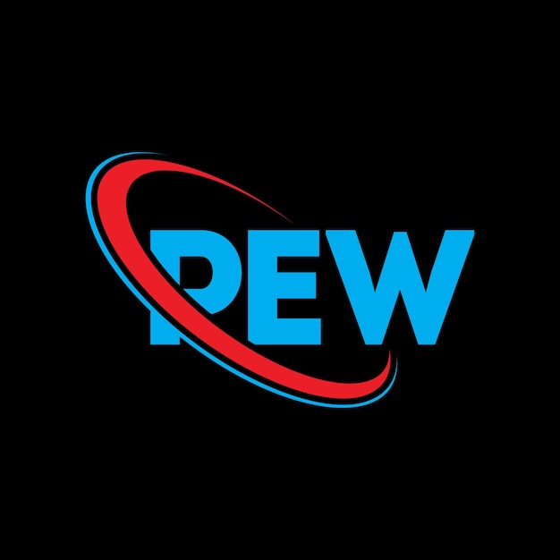 Vecteur logo pew logo pew lettre pew initiales pew logo lié à un cercle et un monogramme en majuscules logo pew typographie pour les entreprises technologiques et la marque immobilière