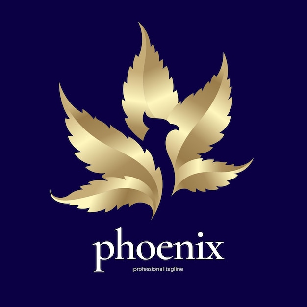 Vecteur logo phénix doré