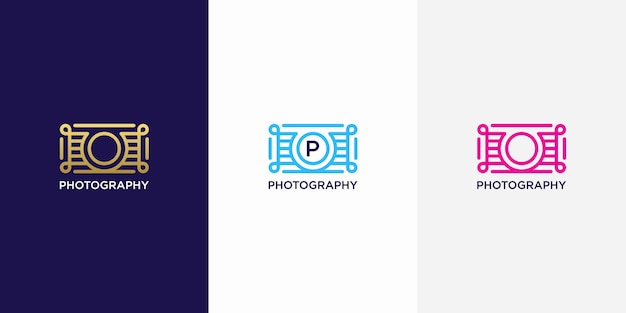 Logo De Photographie Avec Lettre P Et Style D'art En Ligne