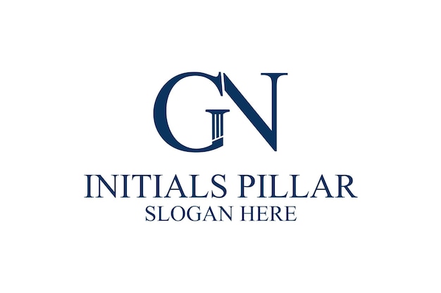 Vecteur logo de pilier juridique lettre initiale gn vecteur premium