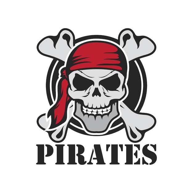 Vecteur un logo de pirate avec une tête de mort et des os croisés