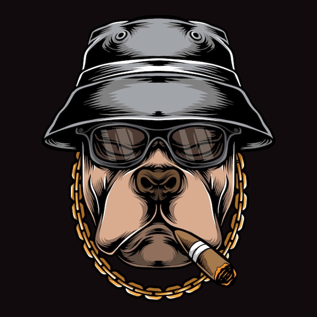 Logo de pitbull fumer gangster