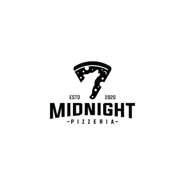 Logo Pizza Tranche Avec Modèle Vectoriel De Minuit Loup