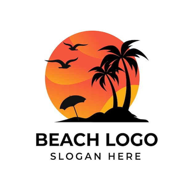 Logo De Plage Au Coucher Du Soleil