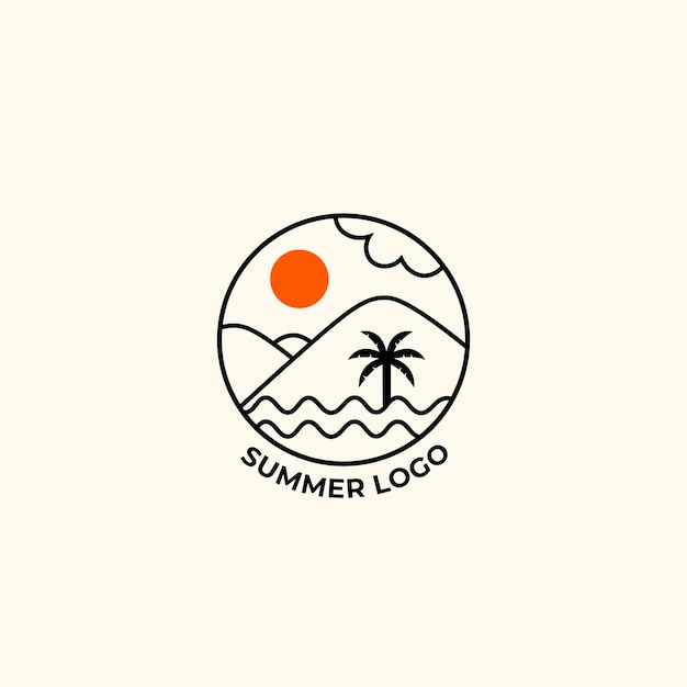 Logo de plage d'été, modèle de logo Sunrise