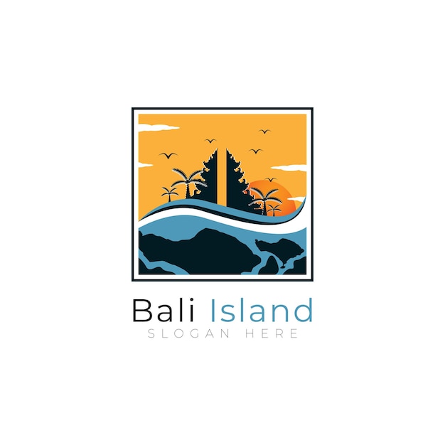 Logo De Plage Plage Voyage Mer Palmier Bali île Vecteur De Conception