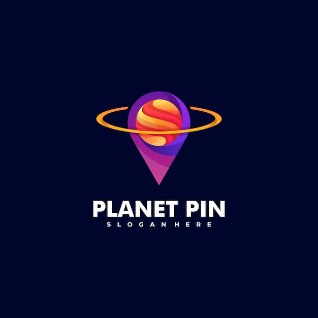 Vecteur logo planet pin gradient style coloré.