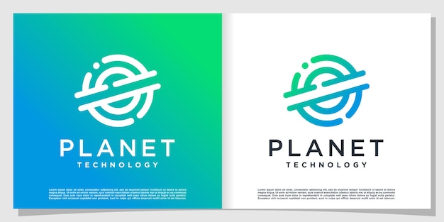 Logo Planet Tech Avec Un Style Créatif Moderne Vecteur Premium