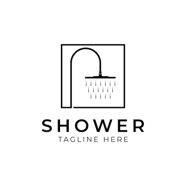 Vecteur logo de plomberie de douche de robinet simple. icône ou logo de douche dans un style de ligne moderne