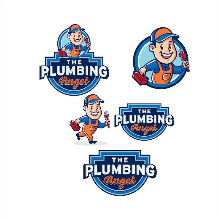 Vecteur logo de plombier de dessin animé
