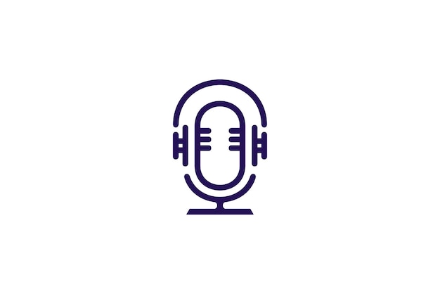 Logo de podcast avec combinaison de casque en design plat