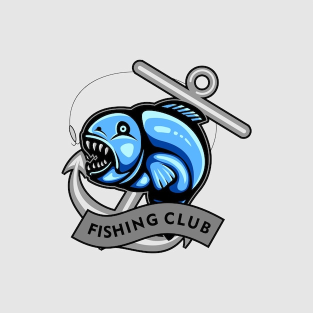 logo poisson et ancre pour le logo du club de pêche