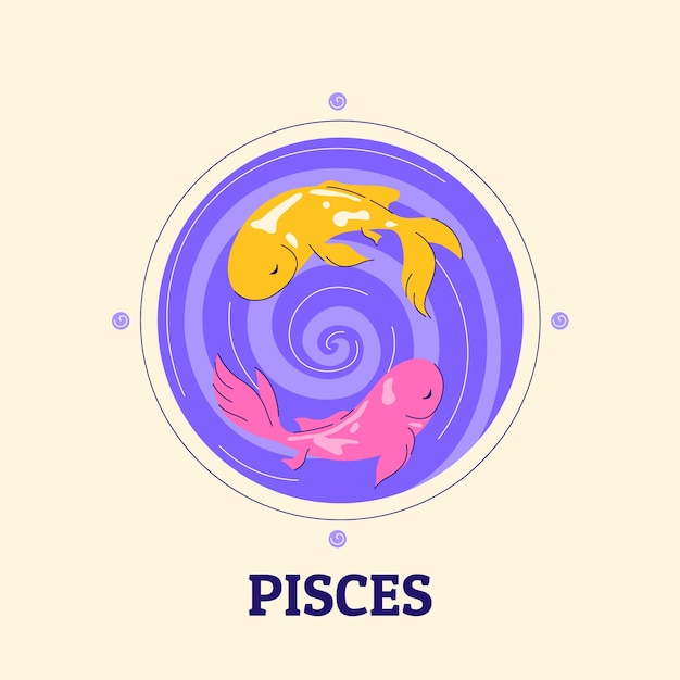 Logo de poisson design plat dessiné à la main
