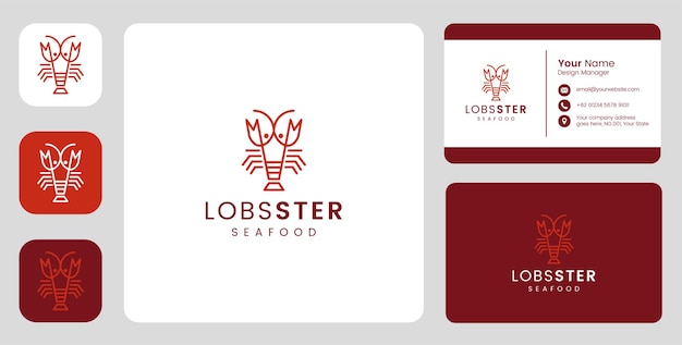 Logo de poisson homard simple avec modèle stationnaire