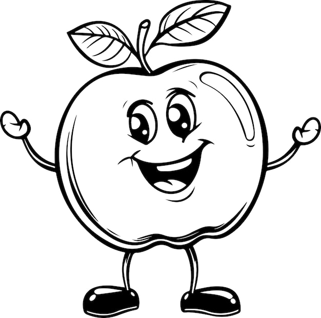 Le logo de la pomme est un contour 2D de style vectoriel simple, monochrome, de ligne, d'art, de contour vectoriel.