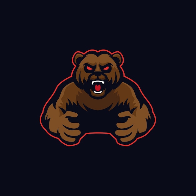 Vecteur logo de pose en colère mascotte grizzly