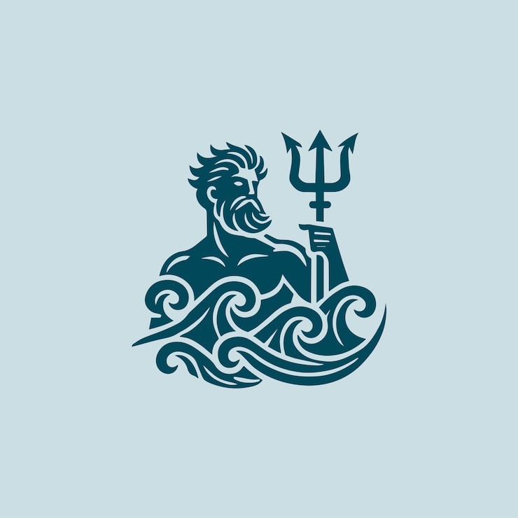 Vecteur le logo de poséidon et du trident
