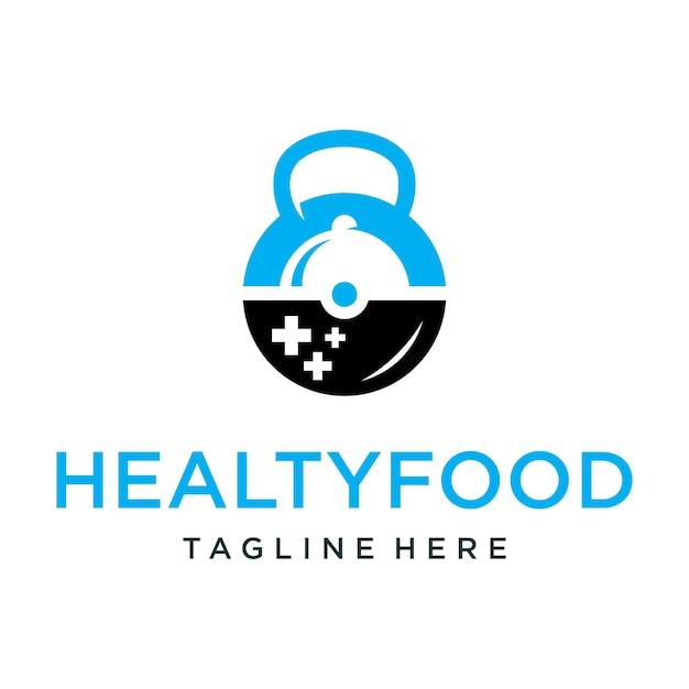 Vecteur un logo pour une alimentation saine avec un kettlebell