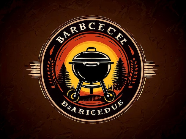 Vecteur un logo pour le barbecue est représenté sur un fond brun