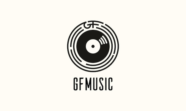 Vecteur un logo pour une compagnie de musique avec les mots gf music et vinyl graphic