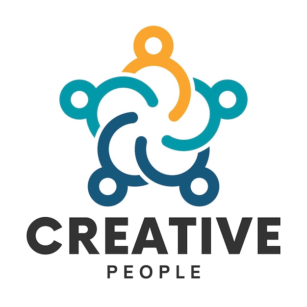 Un logo pour les créatifs avec un fond bleu et orange