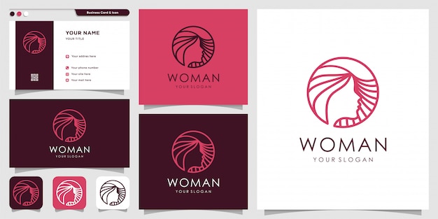 Logo Pour Femme Avec Un Style Créatif De Beauté Et Un Modèle De Conception De Carte De Visite